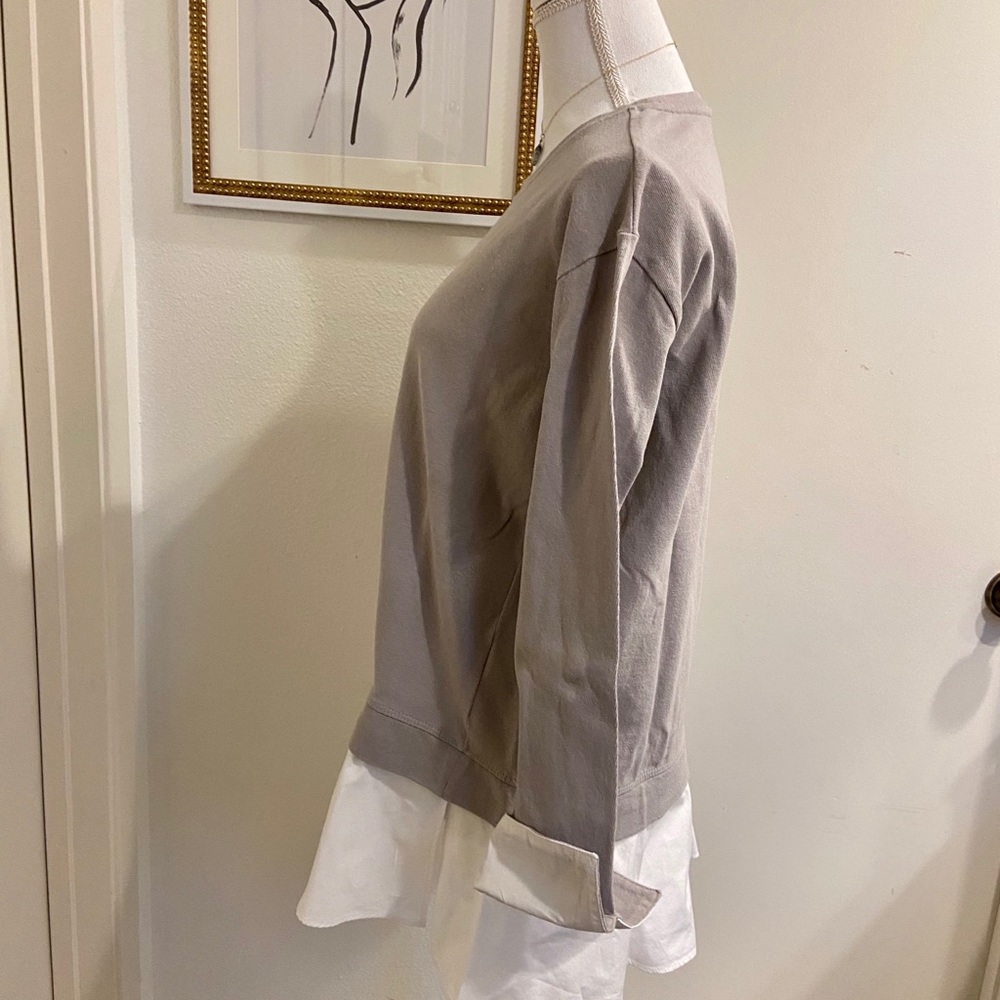 Anthropologie Eri + Ali Layered Poplin Sweatshirt - Picture 3 of 6